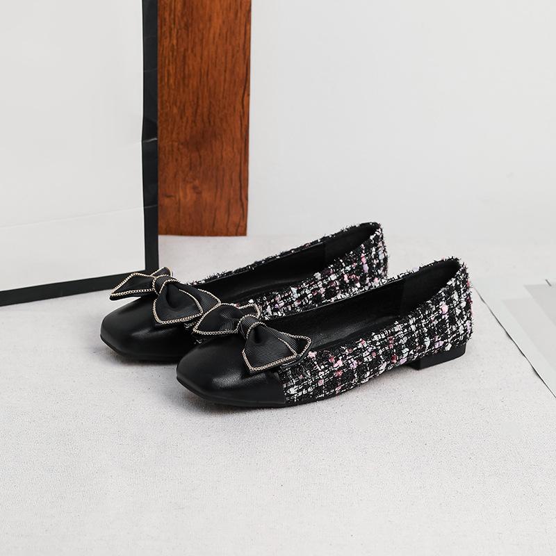 Women's Casual Ballet Flats Square Toe Ballerina Flats Shoes Comfortable Office Work Shoes With Bowknot Driving Flats for Women Non-Slip Dressy Shoes