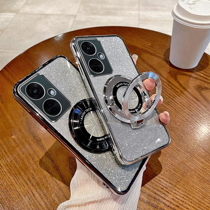 Gradient Glitter CD Ring Stand Phone Case For OnePlus 12 8T 9R 10 11 Pro 11R Nord 3 CE 2 3 Lite  ACE 2V 3V N20 N30 5G Soft Cover
