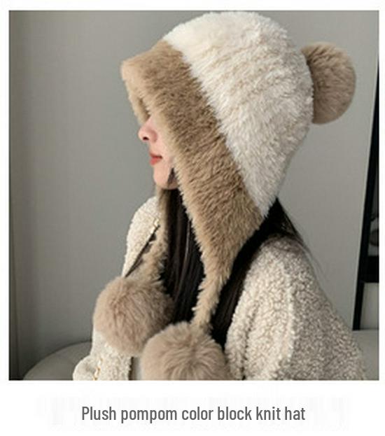 Căciulă tricotată de toamnă și iarnă pentru femei din păr de iepure cu floare la modă