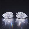 Huitan Fancy Leaf Shaped Stud Earrings Ear Piercing Full Cubic Zirconia Luxury Women's Accessories for Party Statement Jewelry
