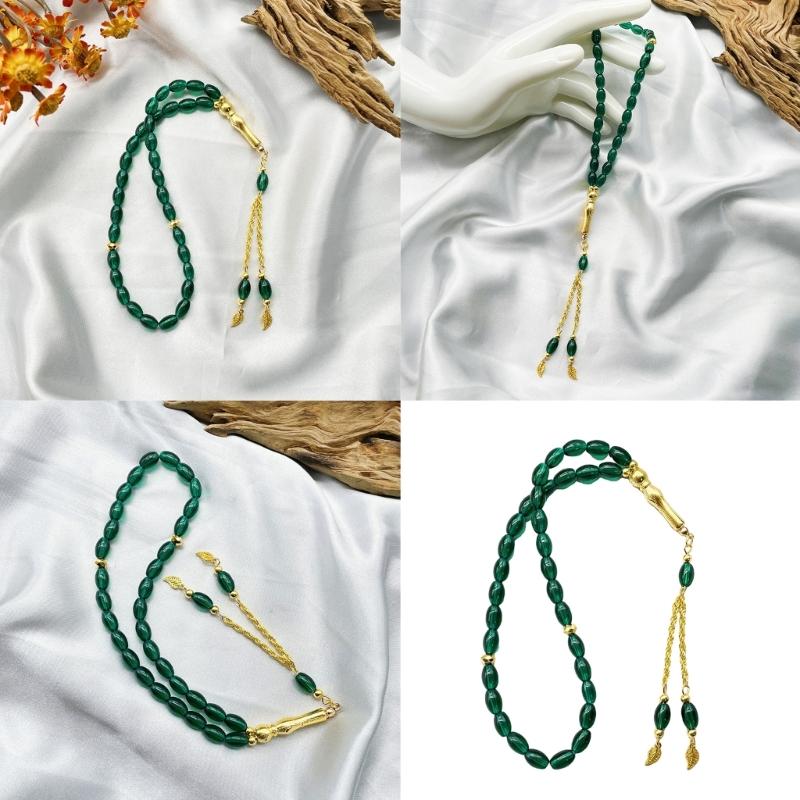 Glass Prayer Beads Tasbih 33 Muslims Prayer Beads Rosary Beads Bracelet with Tassels Muslims Islams Misbaha Bracelet
