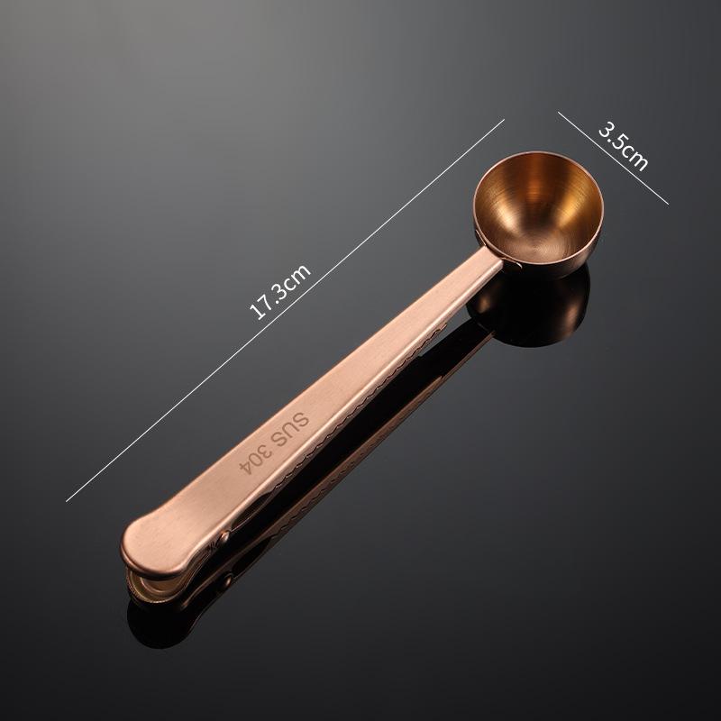HANYANG 430 Edelstahl-Kaffeelöffel-Clip, Mehrzweck-Beutel-Verschlussclip, PVD-titanbeschichtet