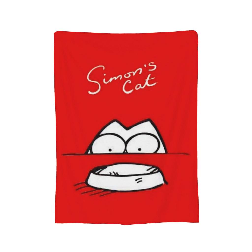Simons Cat Humorous Cat Flannel Blankets Novelty Throw Blankets for Home Hotel Sofa 125*100cm Bedspreads,