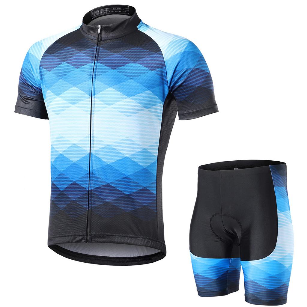 Lixada Men Cycle Jersey Breathable Short Sleeve Bike Shirt and Padded Shorts MTB Bicycle Clothing Suit