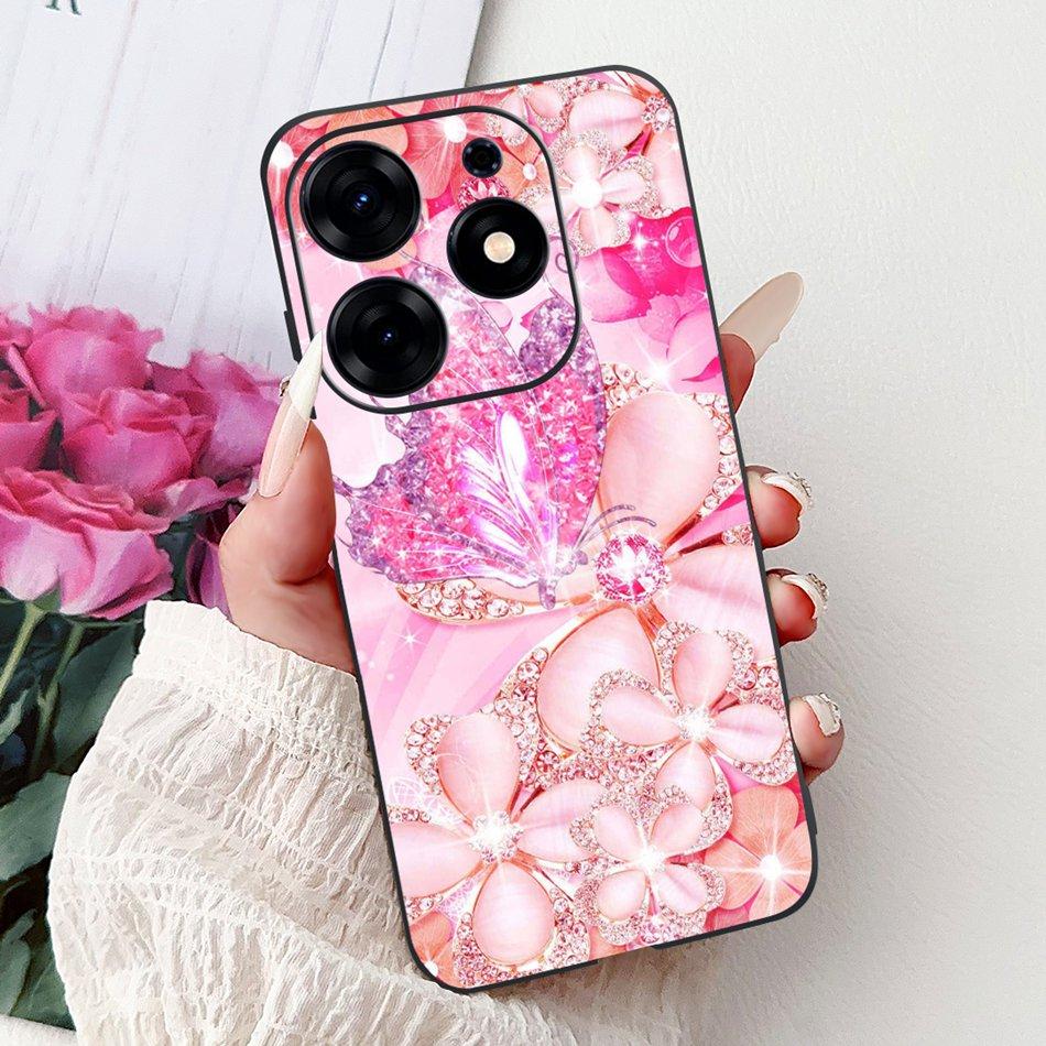 For Tecno Spark 10 Pro Phone Case Spark 10Pro 4G KI7 Elegant Floral Cat Printing Soft Silicone TPU Cases