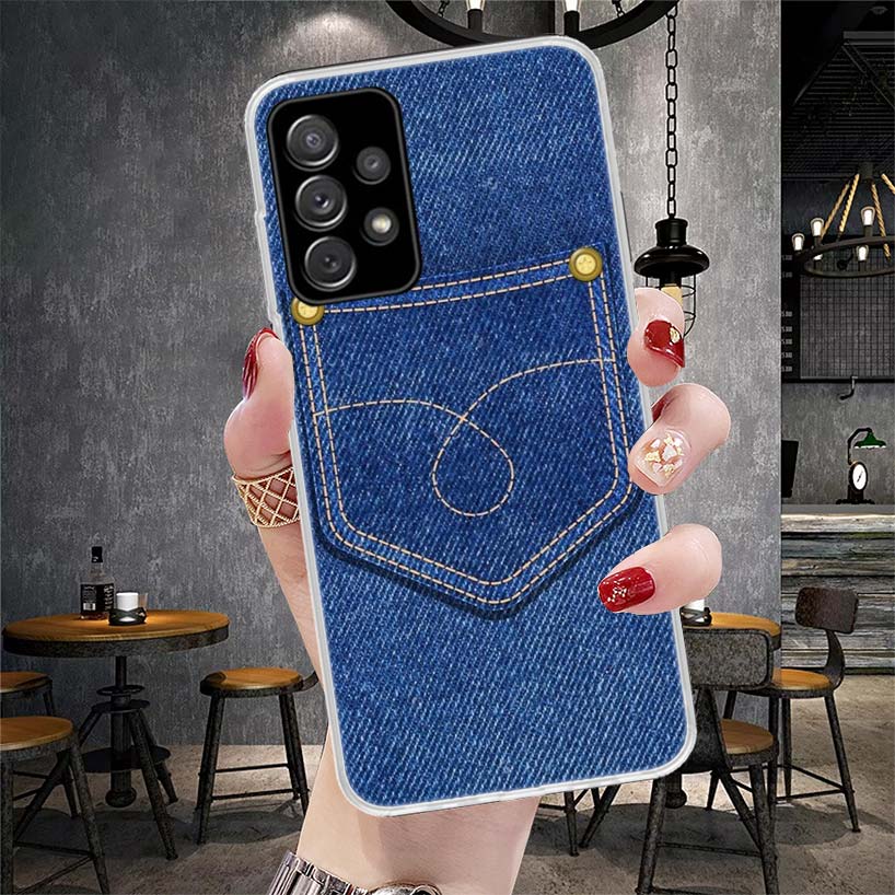 Jeans Cowboy Denim Printed Soft Phone Case For Samsung Galaxy A13 A14 A15 A16 A17 A53 A54 A55 A56 A57 A33 A34 A35 A36 A37 A23 A2