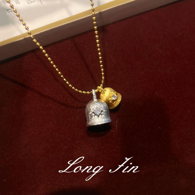 Italian Brushed Christmas Small Bell Necklace Women S Antique Retro Light Luxury High-End Sweet Potato Collarbone Chain