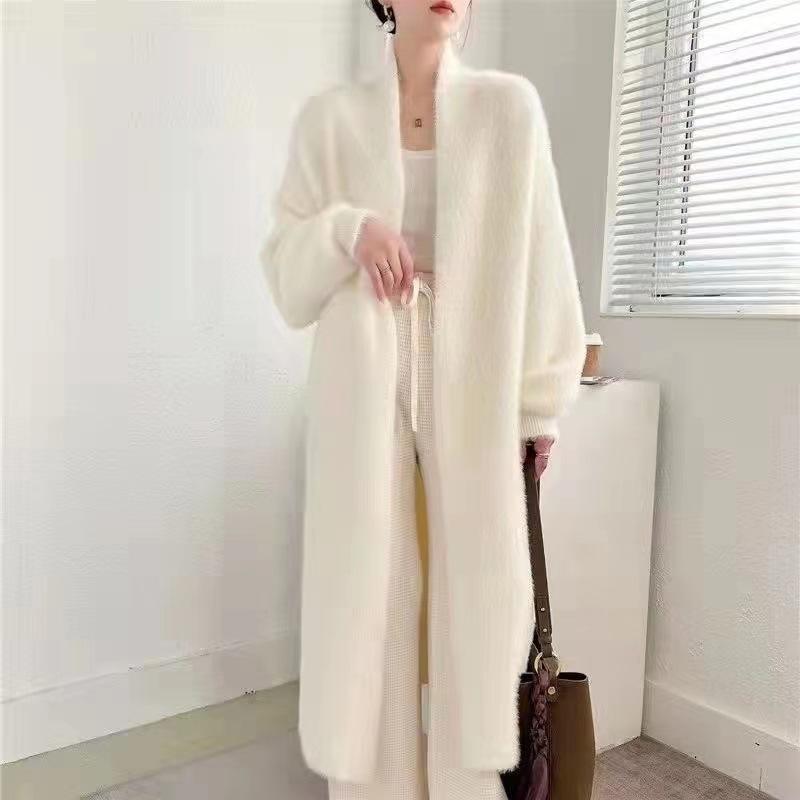 Autumn Winter Cardigan Sweater Women Mid-length Buttons Sexy Slim Imitation Mink Knitted Cardigan Jacket Female Sweater