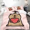 Cute Cartoon Capybara Duvet Pillowcase Bedding Set Adult Boy Girl Bedroom Decoration Children Gift Single Double Large Size