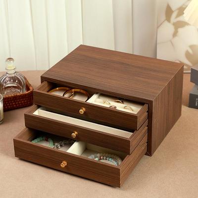 Luxury Walnut Wood Jewelry Box with Drawer: Anti-Oxidation Storage for Earrings, Necklaces, and More