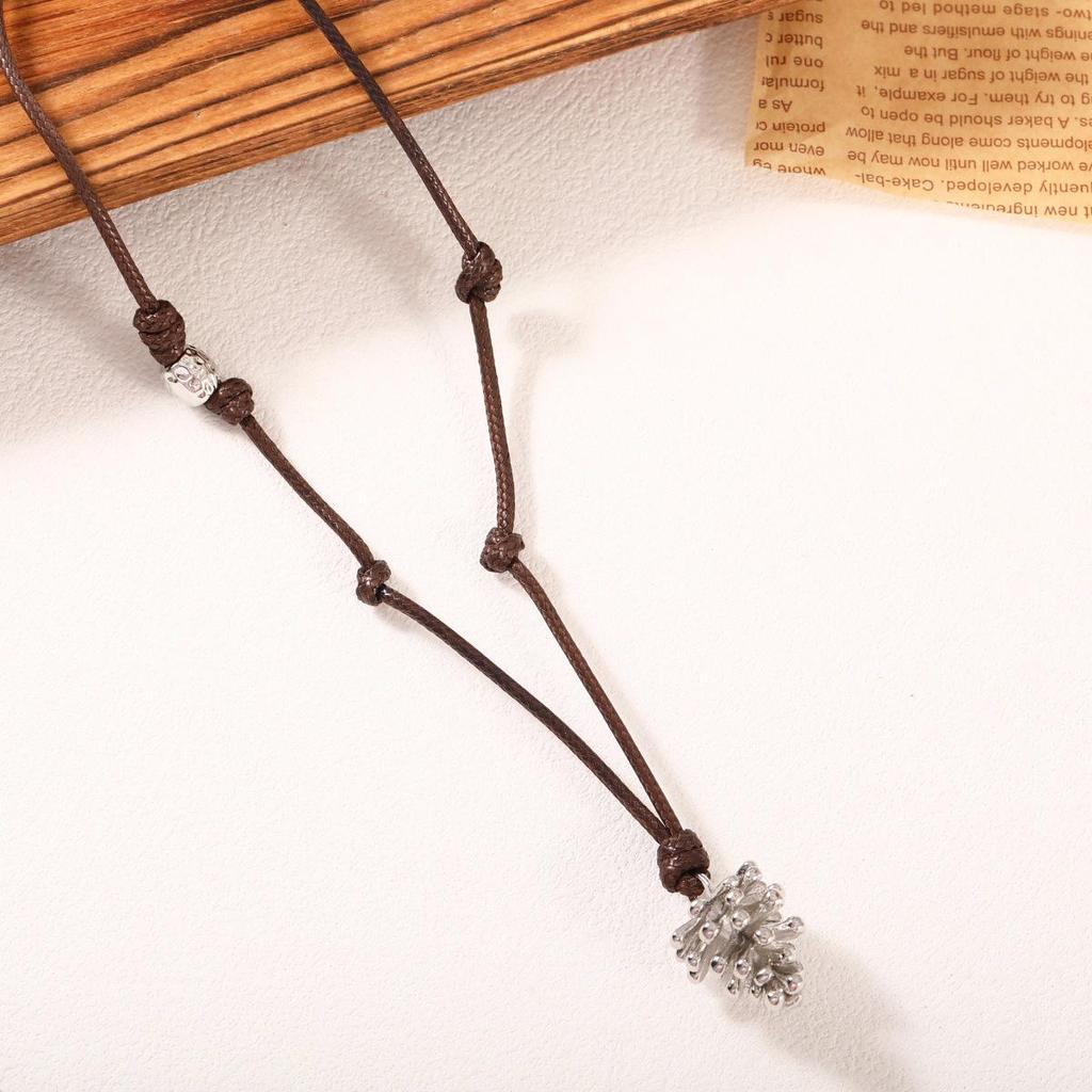 Korean Pine Cone Pendant Necklace: Adjustable, High-End, Versatile Sweater Chain for Women