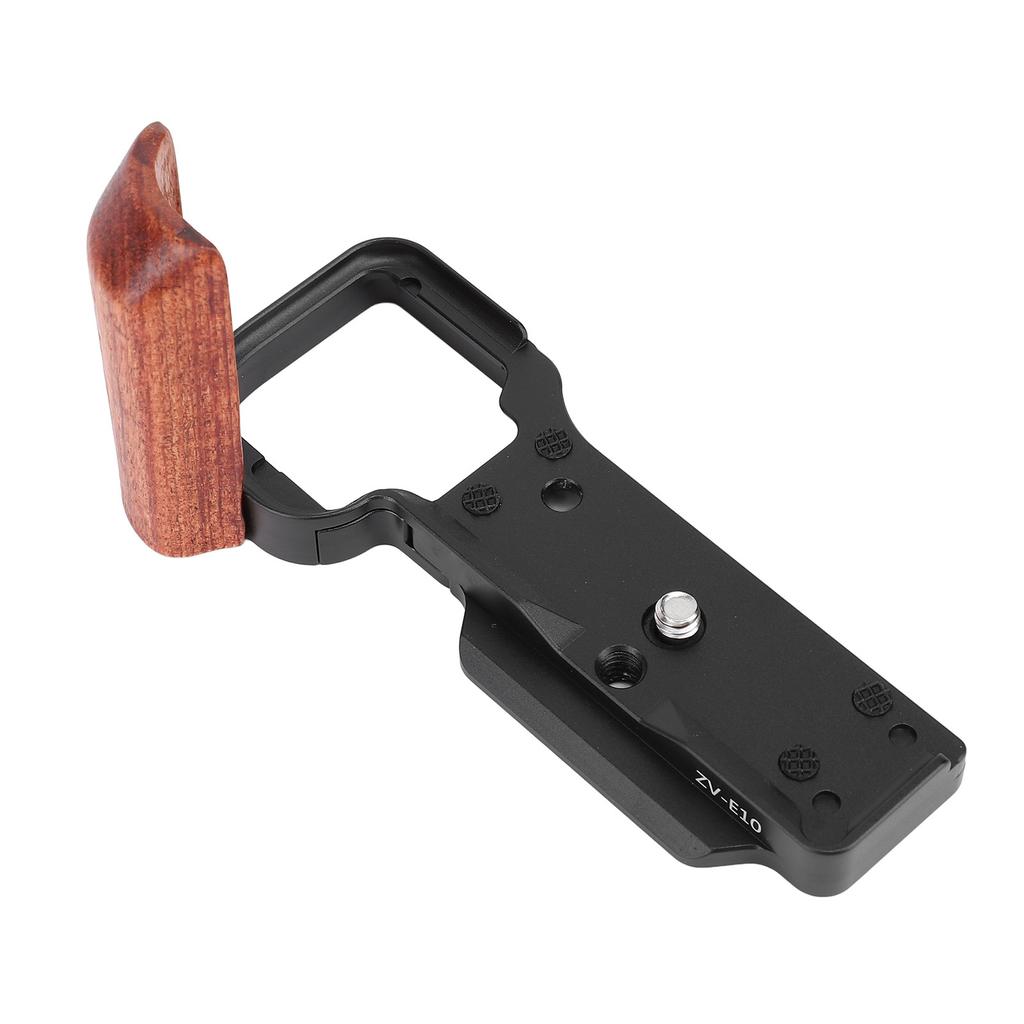 Camera L Bracket for ZV E10 Aluminum Tripod Quick Release Plate with Wood Handle 1/4 Inch Threaded H