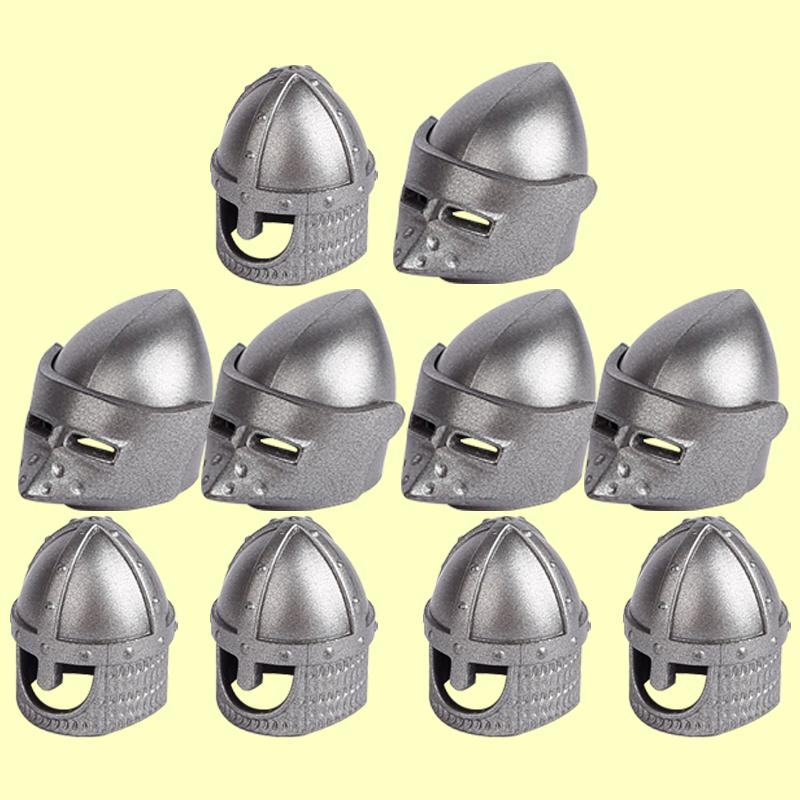MOC Medieval Military Castle Soldier Figures Helmets Series Building Blocks Knights Accessories Warrior Hat  Bricks Toys Gifts