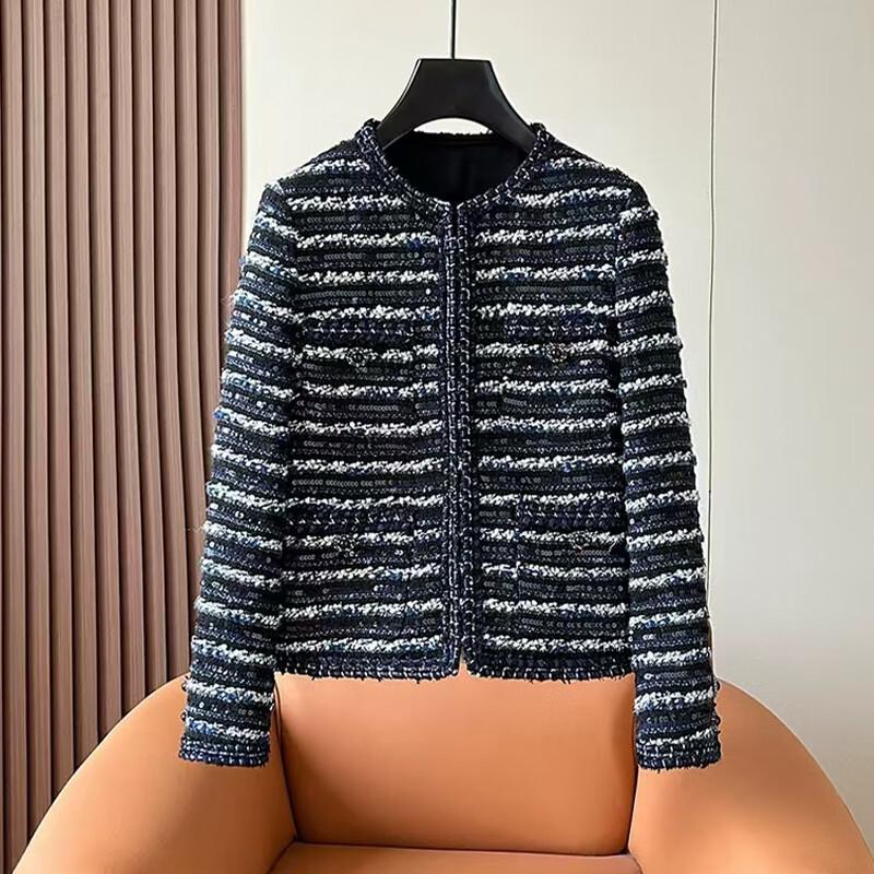 

RUILAIYI Women s Luxury Sequin Tweed Long-Sleeve Jacket XL