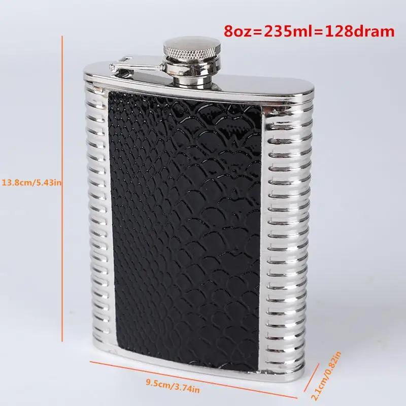 8oz Stainless Steel Hip Flask Outdoors Portable Pocket Flask Wine Mug Whiskey Bottle PU Leather Alcohol Bottle For Men Gifts New