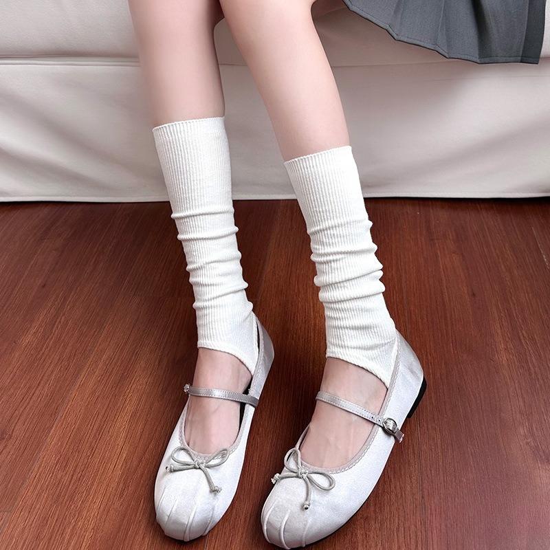 White Ankle-knit Stockings for Women, Summer Light Style, Ballet-style Calf Socks, Pile Socks 1 pair белый