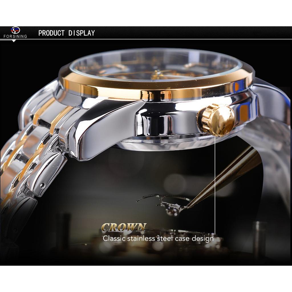 Forsining Pánské módní ležérní voděodolné duté hodinky Automatické mechanické hodinky GMT1236-2-A