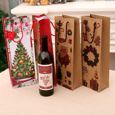 Christmas Gift Bag Christmas Kraft Paper Bag Wine Bag Wine Bottle Bag Christmas Supplies