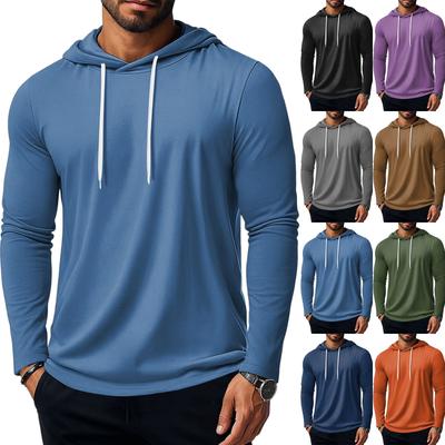 Męska Bluza z Krótkim Rękawem Bawełniana z Kapturem T-shirty Lekka Bluza z Kapturem Pulower