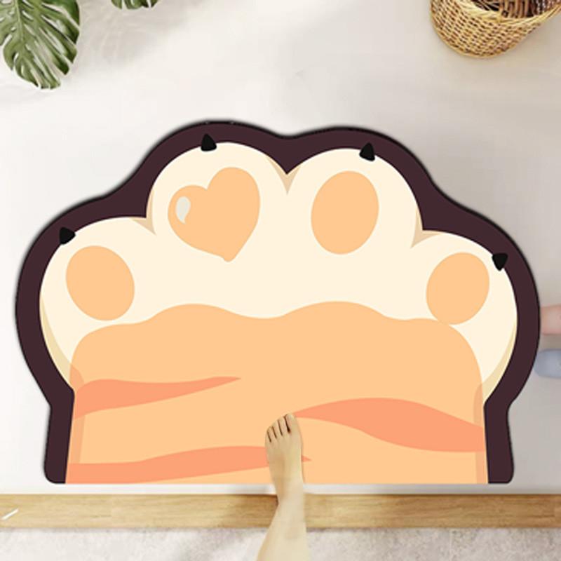 Cartoon Cat Paw Bath Mat With Waterabsorbing Silicone Fabric For Bathroom And Toilet Entrance