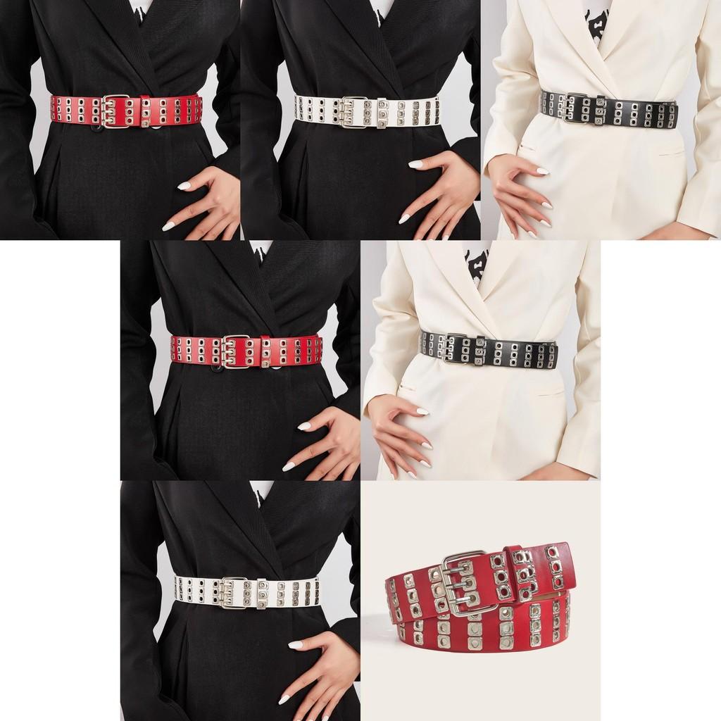 Style Double Row Metal Belt For Denim Pants With Round Loop Design For Fashion Enthusiasts