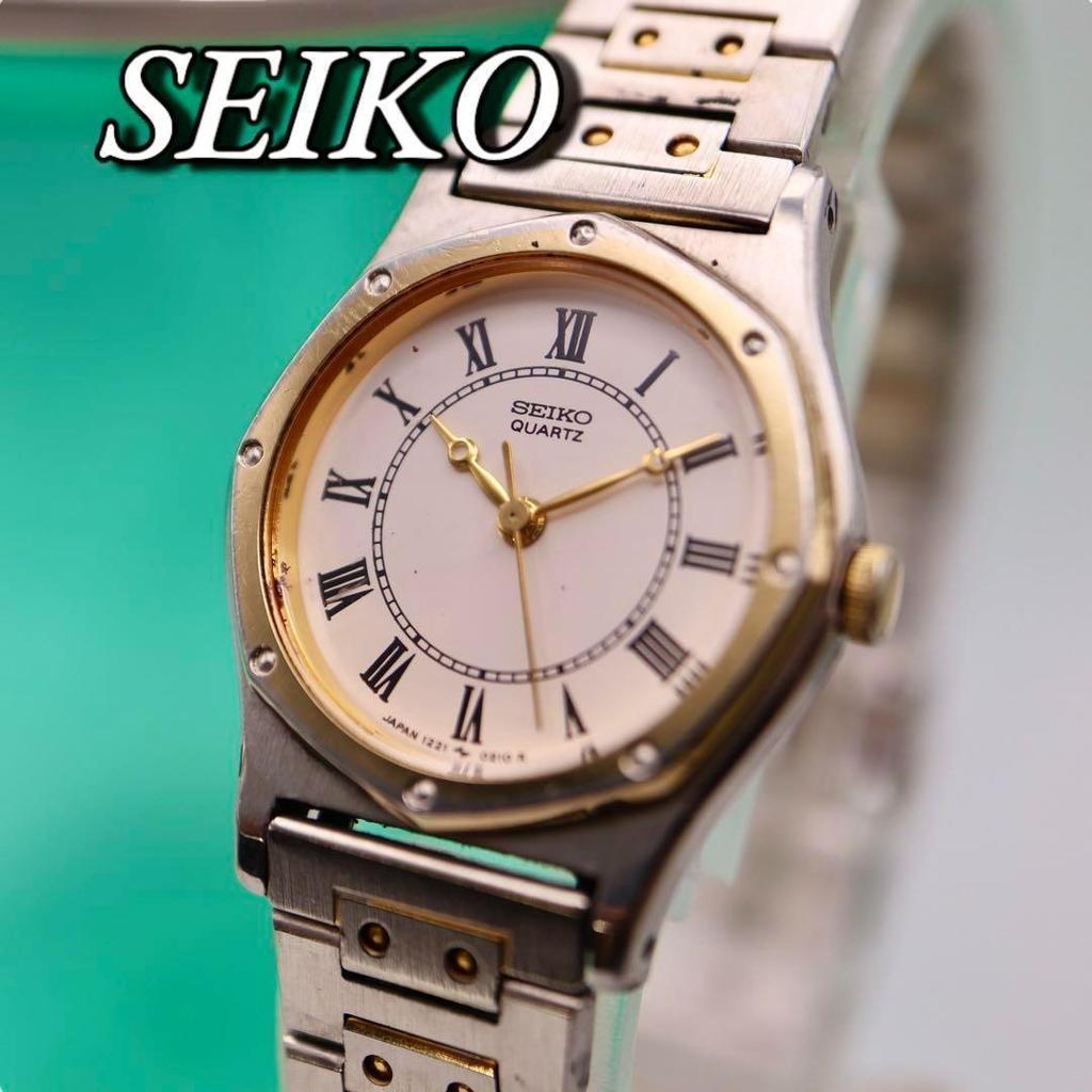 [USED] SEIKO Roman Round Silver and Gold Women's Watch 1200