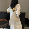 Women's Bag Large-capacity New Summer Leisure Shoulder Shopping Bag Hollow Tassel Woven Bag Bucket Bag
