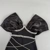 European & American Handmade Rhinestone V-Neck Bandage Patchwork Party Gown