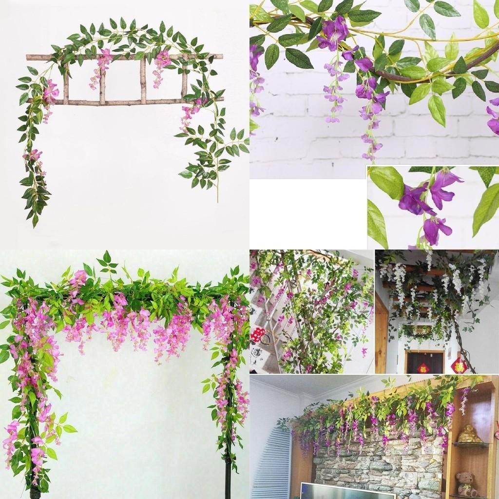 Exquisite 2x Artificial Wisteria Flower Vine Ideal For Elegant Indoor And Outdoor Decoration