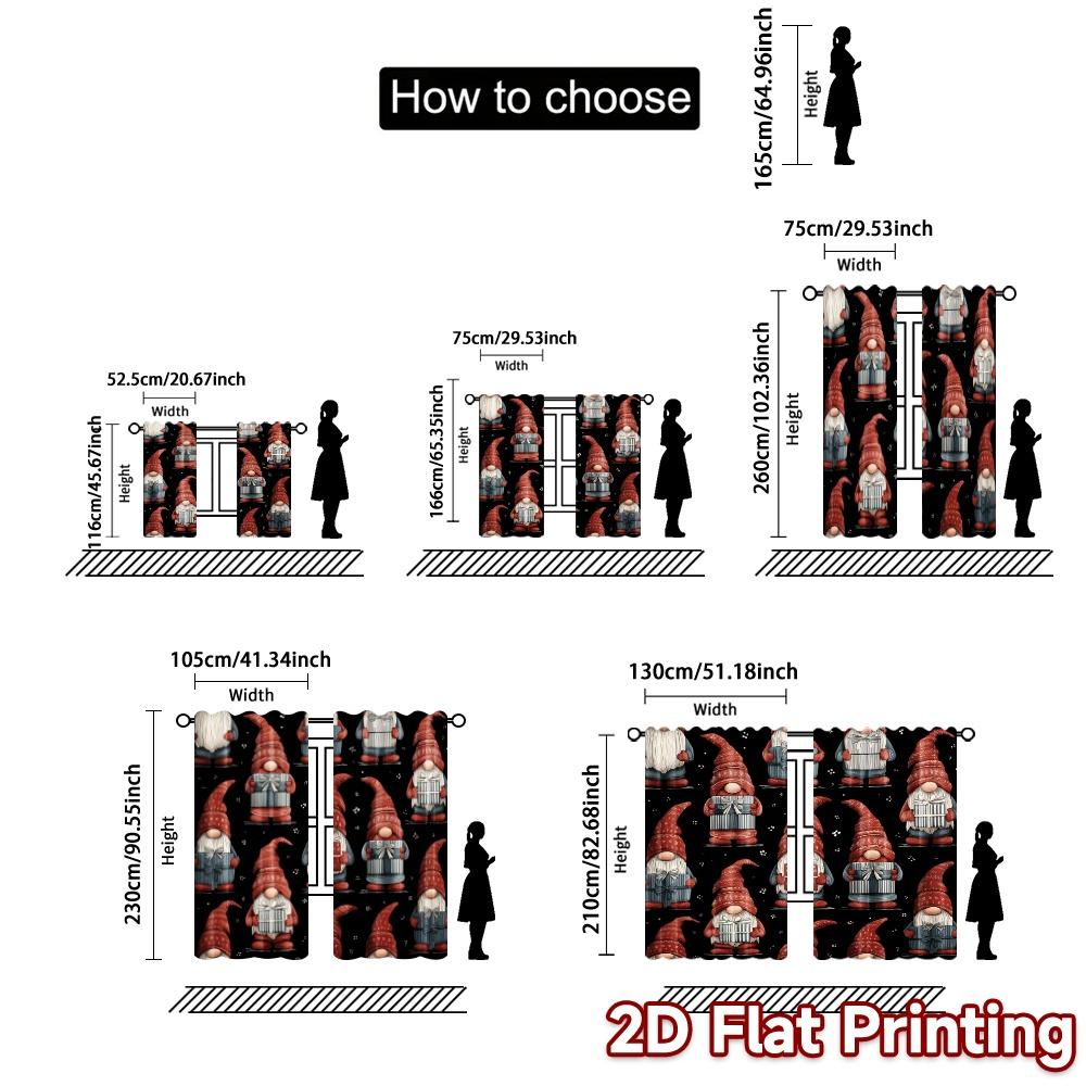 2D Flat Printing  JIT 2pcs   Curtains (Without Rod) GnomeGreetings Popular Pattern Curtains Versatile Polyester Curtains