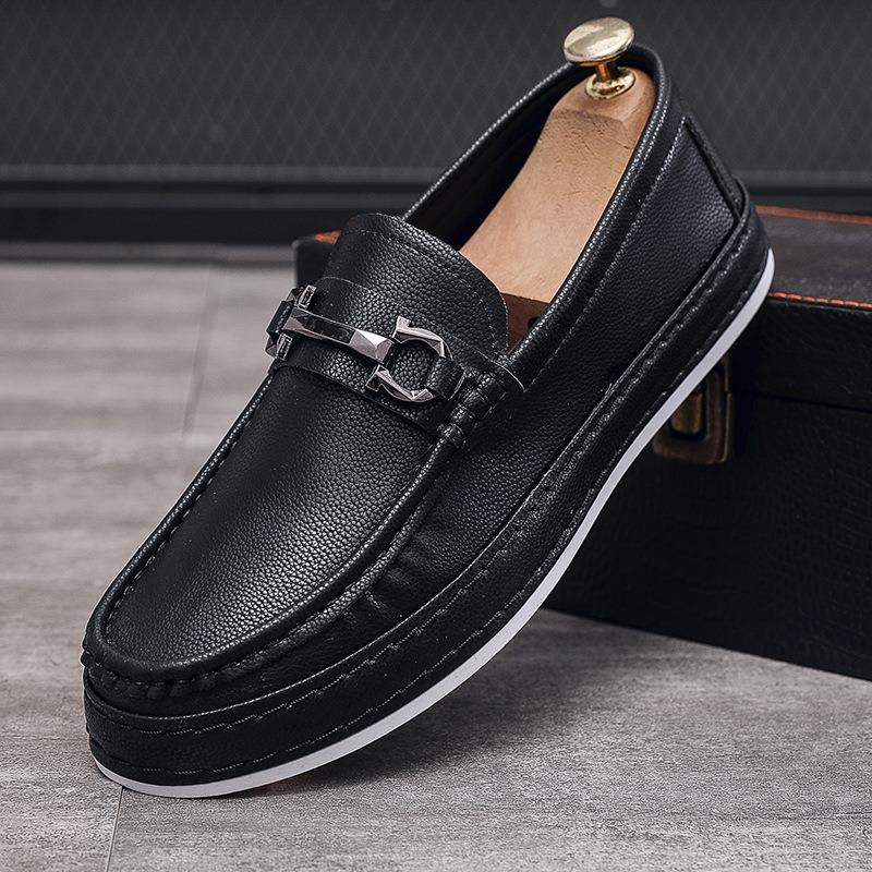 Casual leather shoes men's one-pedal foot cover men's trend thick-soled heightening soft-soled dad men's shoes are comfortable and versatile
