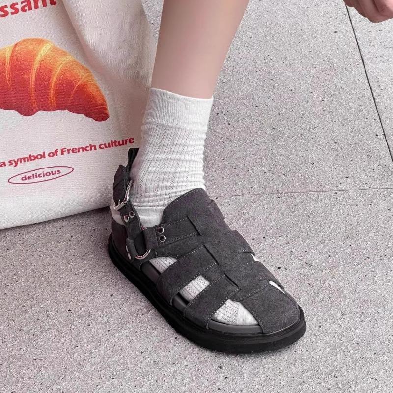 Summer new cowhide bag head sandals women's outer wear casual versatile rivets fashion sandals beach