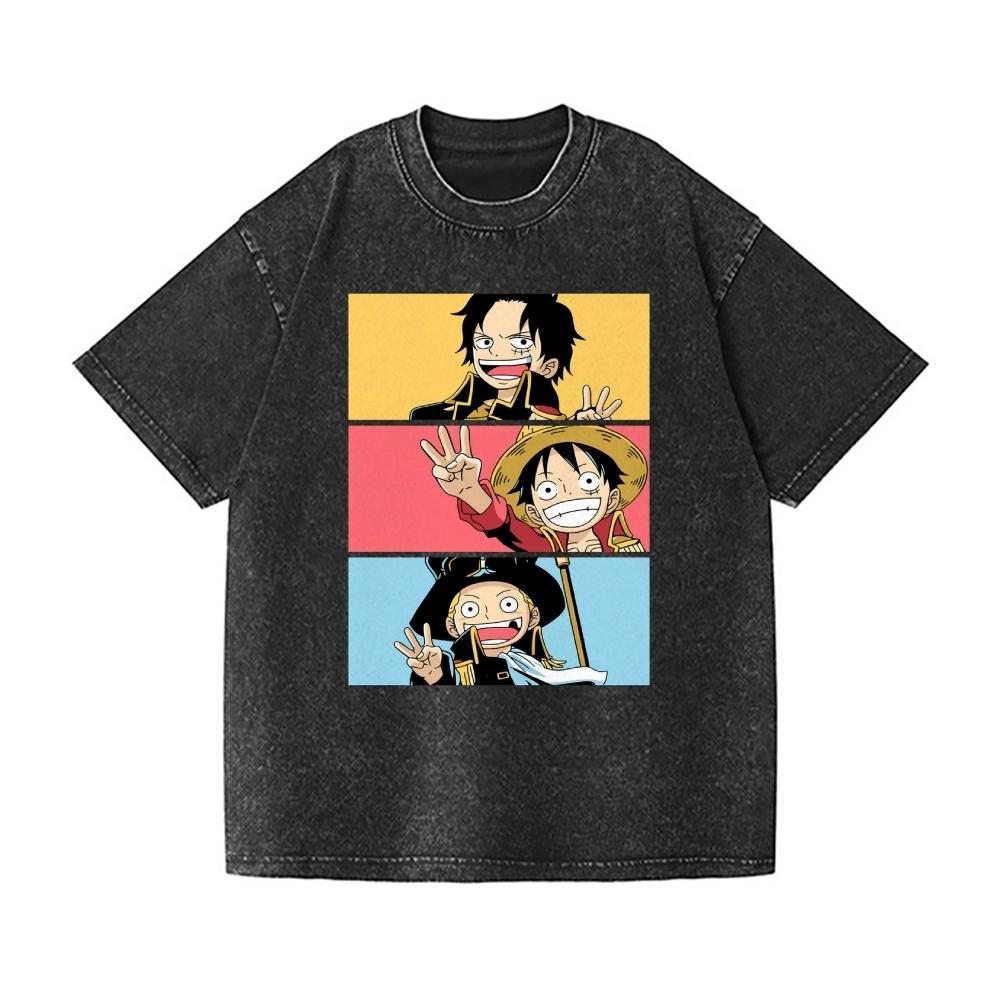 

One Piece Vintage Wash Japanese Design T-Shirt High-quality Streetwear Is Suitable for Both Men and Women S