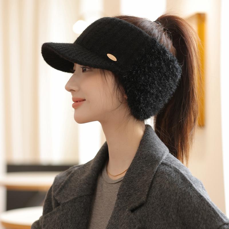 Autumn and Winter Hats for Women with Big Brim Showing Face Small Duck Tongue Knitted Hat  High End Temperament Wool Hat  Versatile Warm Hat