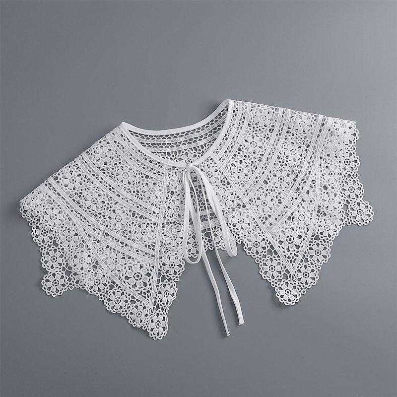 Removable Lace Doll Fake Collar Women Tie Ladies White Shawl Wrap Detachable Embroidered Lapel False Collar Clothes Accessory