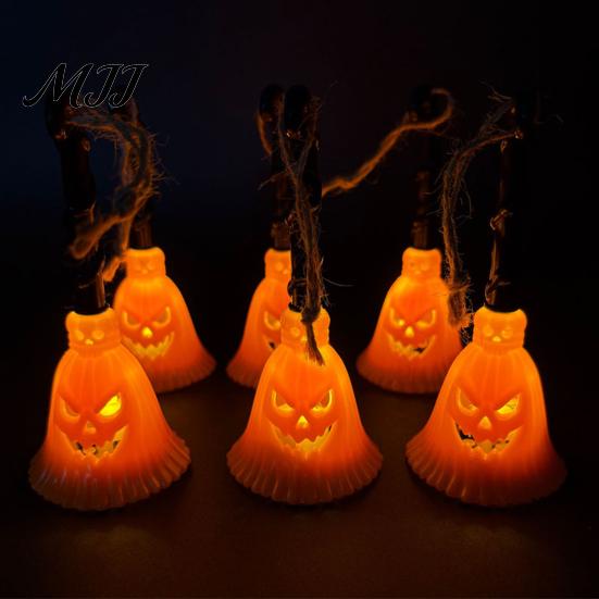 Hanging Broom Decor Halloween Pumpkin Light, LED Witch Lamp, Light Spooky Decorative for Holiday Party Shape
