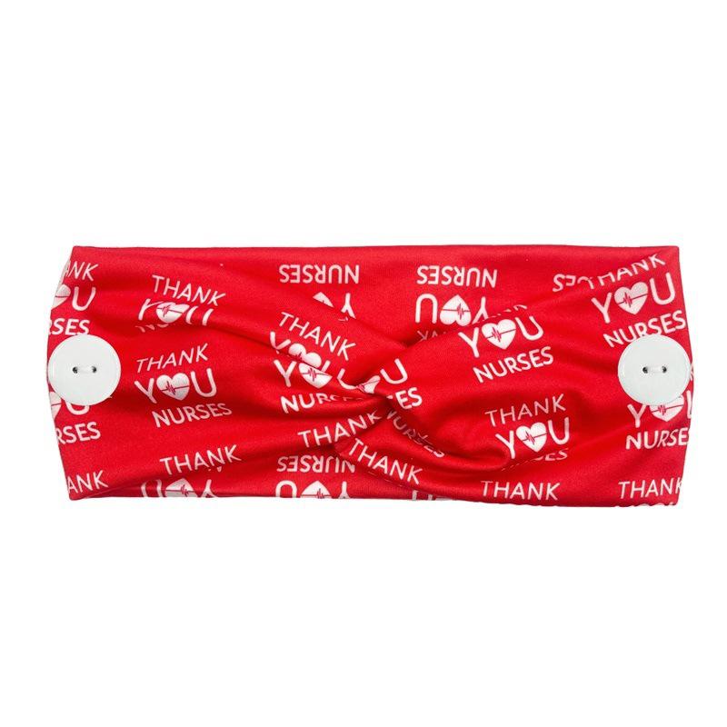 Women Nurse Headbands with Button Wide Headbands for Mask Non Slip Elastic Ear Protection Gift for Doctors Sweatband Hairband
