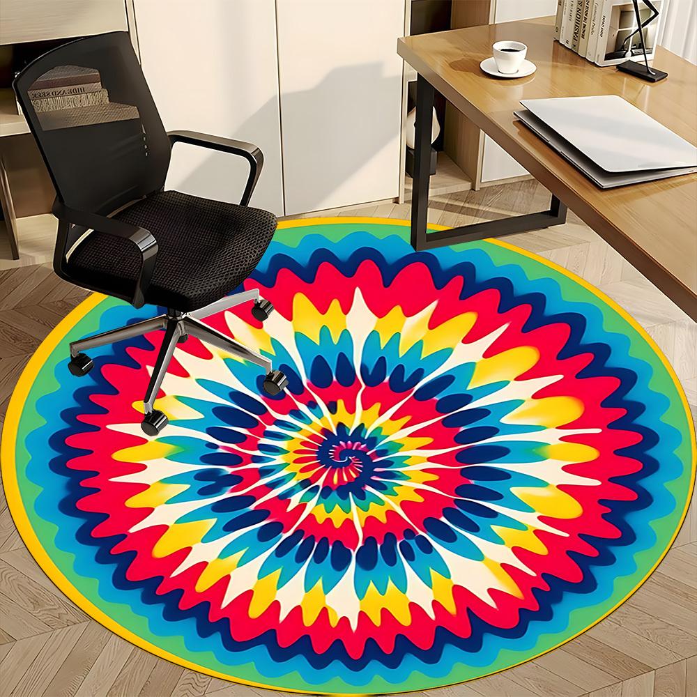 1PC Tie-dye Pattern Chair Carpet for Office, Indoor Non-Slip Washable Carpet, Soft Comfortable Mat For Office Room yy250930237
