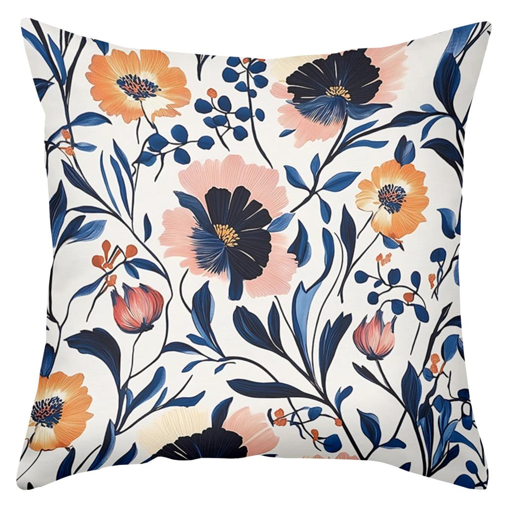 Floral Patterned Throw Pillows For Home Decor Polyester Pillowcase, Sofa Decorative Cushion Cov Headboard Pillow
