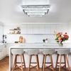 20.07'' Indoor K9 Crystal LED Square Ceiling Light Fixture 3-Tier Rectangular Flush Mounted Chandelier with Switch