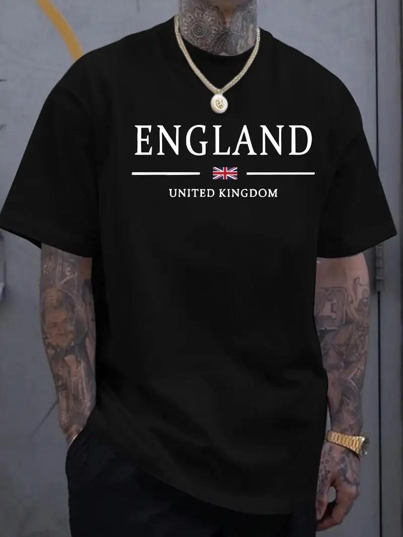 Men s England T-Shirt Union Jack Flag Tee Casual Graphic Top Crew Neck Shirt S разноцветный
