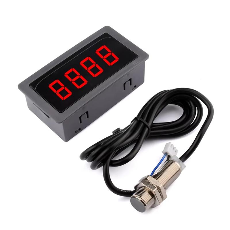 Portable 9999RPM Tachometer Digital LED Counting Meter DC 8-24V Gauge Speed Meterwith NPN 5V Hall Magnet Sensor Switch