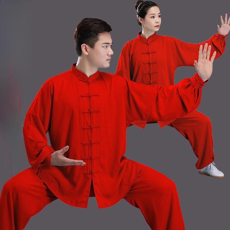 

Kung Fu Uniform Traditional Chinese Clothing Long Sleeved Wushu TaiChi Men KungFu Uniform Suit Uniforms Tai Chi Exercise Clothes XS червоний