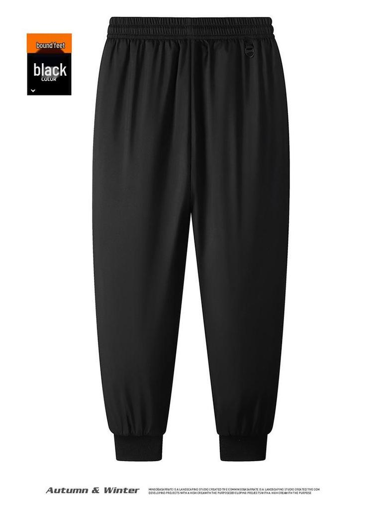Men's Fleece-Lined Windproof Outdoor Pants with Graphene Knee Pads and Lambswool, Plus Size.