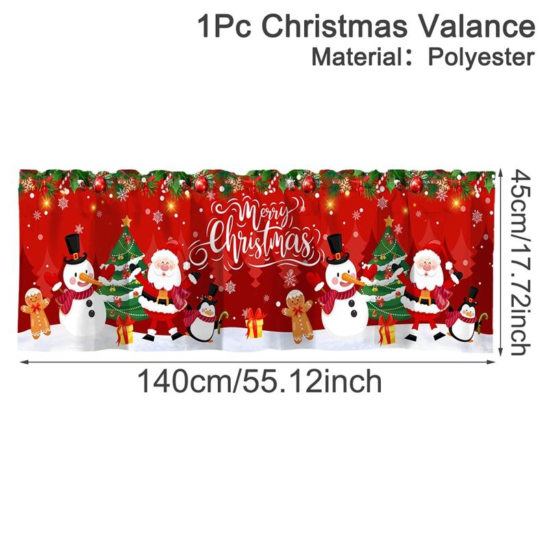 Christmas Short Curtains Valances Christmas Decorations for Home 2026 Xmas Ornaments Windows Treatments for Kitchen Bathroom