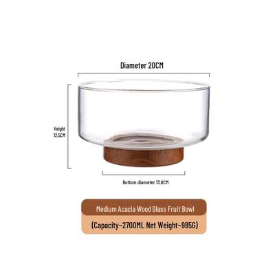 Shangqi Handmade Glass Fruit & Salad Bowl with Wood Base