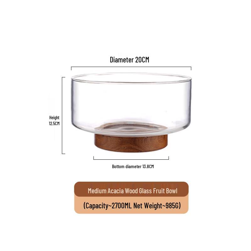 

Shangqi Handmade Glass Fruit & Salad Bowl with Wood Base