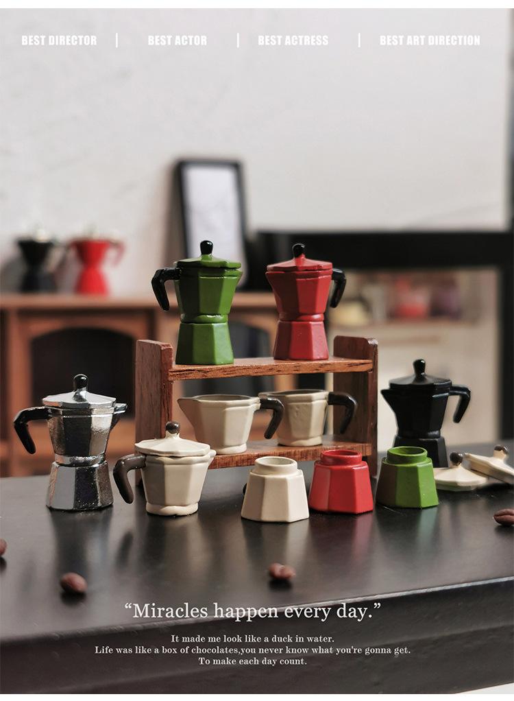 1/12 Dollhouse Miniature Simulation Kitchen Coffee Maker Mini Pot Model Toys for Dolls Decor Accessories Pretend Play Toys
