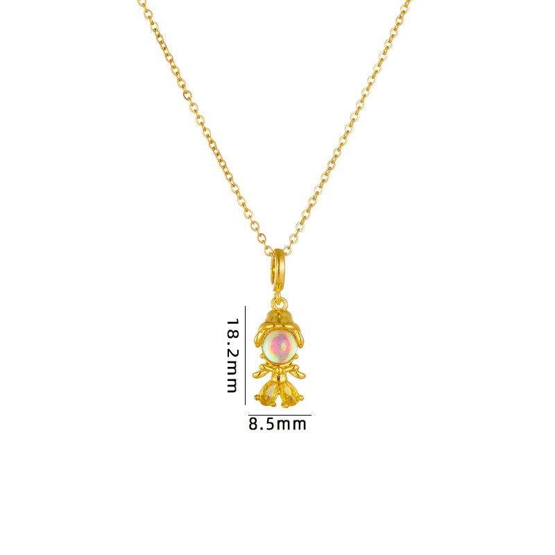 Sweet Exquisite Magic Fairy Elf Natural Rainbow Opal Zircon Pendant Necklace for Women Girl Fashion Lucky Charm Jewelry Gifts