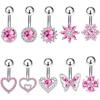 Fashion Sexy Pink Zircon Heart Belly Button Rings For Women Girls Stainless Steel Heart Navel Piercing Barbell Cute Belly Rings